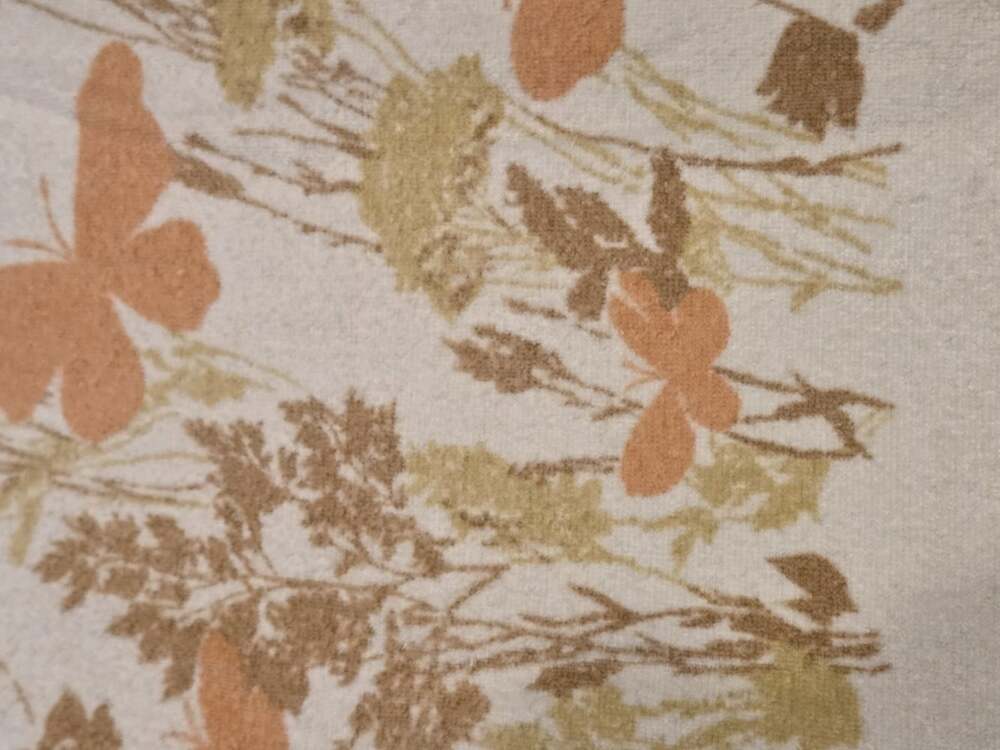 Vintage Cannon Towel Set 3 Piece Retro Floral Butterfly Fringe Yellow Orange - Picture 12 of 13